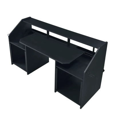 Annette Music Desk in black metal with rail supports and shelves Unique Piece Furniture on Tampa Home & Garden Store