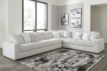 Stupendous Sectional, stationary L-shaped sofa in light gray ribbed fabric by Unique Piece Furniture on Tampa Home & Garden Store