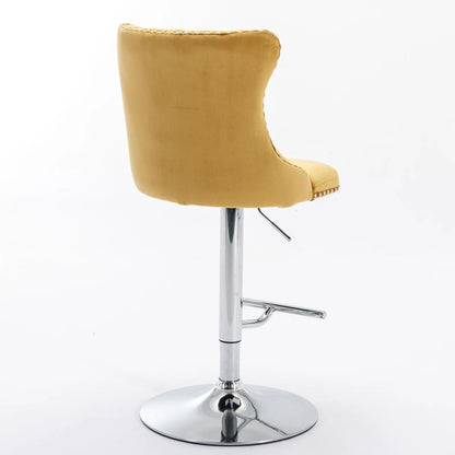Tan faux-leather swivel bar stool with back, chrome pedestal base, adjustable 25-33 in, set of 2 on Tampa Home & Garden Store