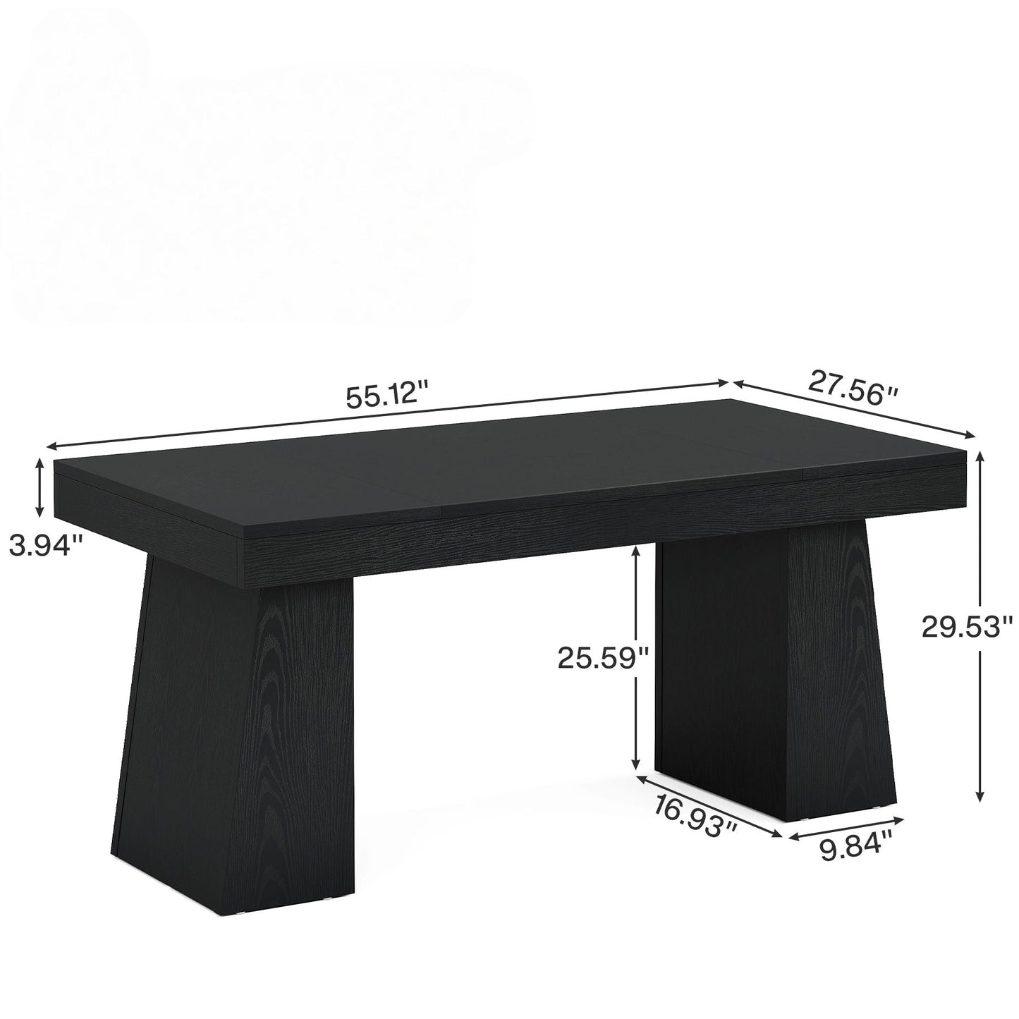 Executive Desk, Workstation With Double Trapezoid Base by HouseOfZazla in black wood finish on Tampa Home & Garden Store