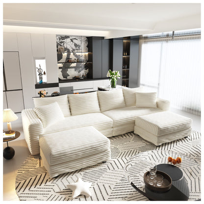 Deep Seat Sofa Bed With Ottoman and Soft Pillows