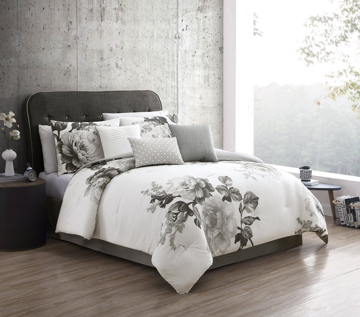 Ridgely 7 Pc Watercolor Floral Comforter and Set