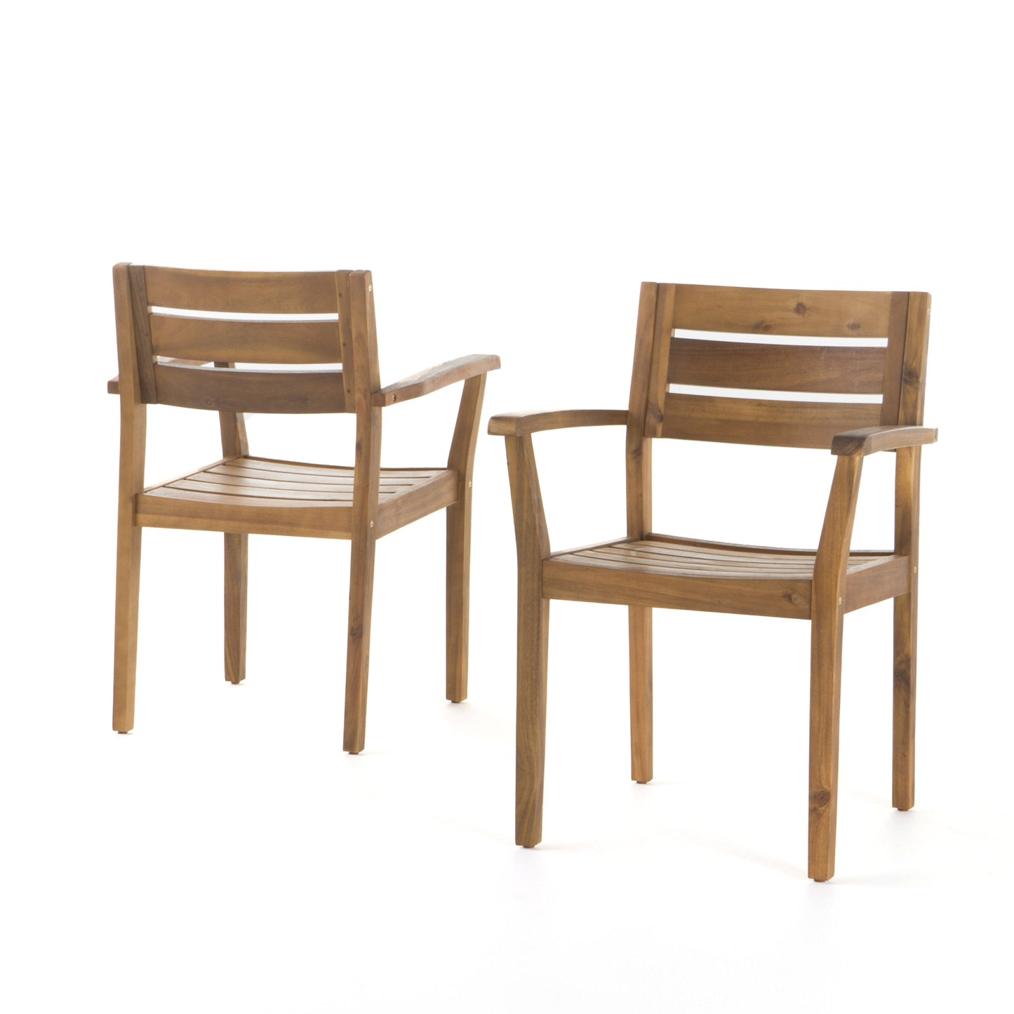 Stamford Dining Chairs set of 2, acacia wood outdoor armchairs in natural finish by HouseOfZazla on Tampa Home & Garden Store