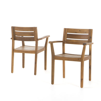 Stamford Dining Chairs set of 2, acacia wood outdoor armchairs in natural finish by HouseOfZazla on Tampa Home & Garden Store