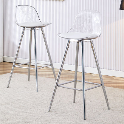 Stylish upholstered bar chairs with acrylic backs and chrome legs, white seats, 2 stools on Tampa Home & Garden Store