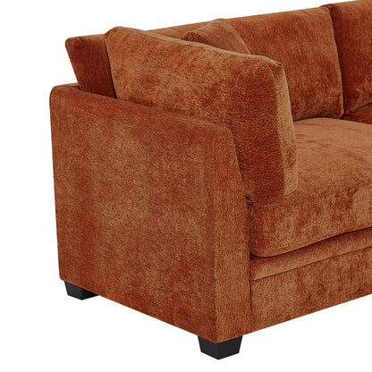 Modern Flared Arms Sofa in a Caramel Chenille