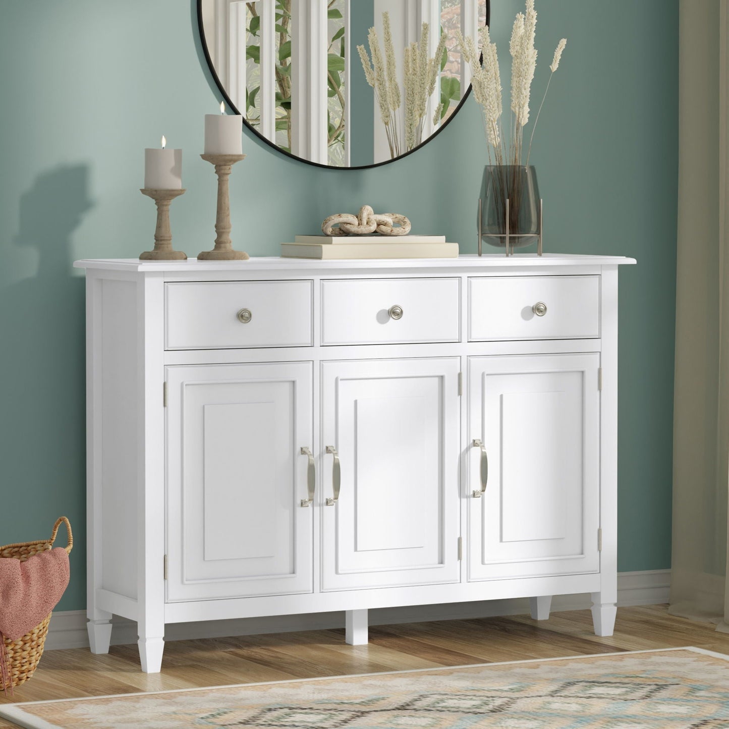 Connaught wide entryway storage cabinet, white finish accent cabinet by HouseOfZazla on Tampa Home & Garden Store