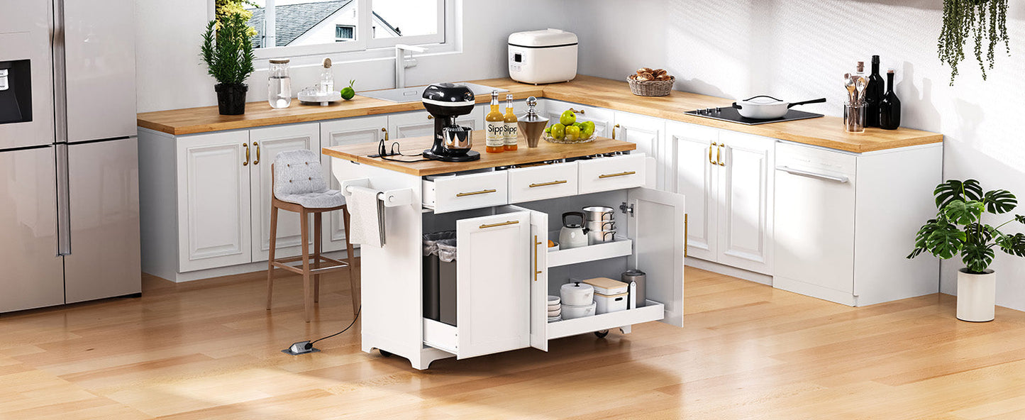 Rolling Kitchen Island With Vintage White Drawers