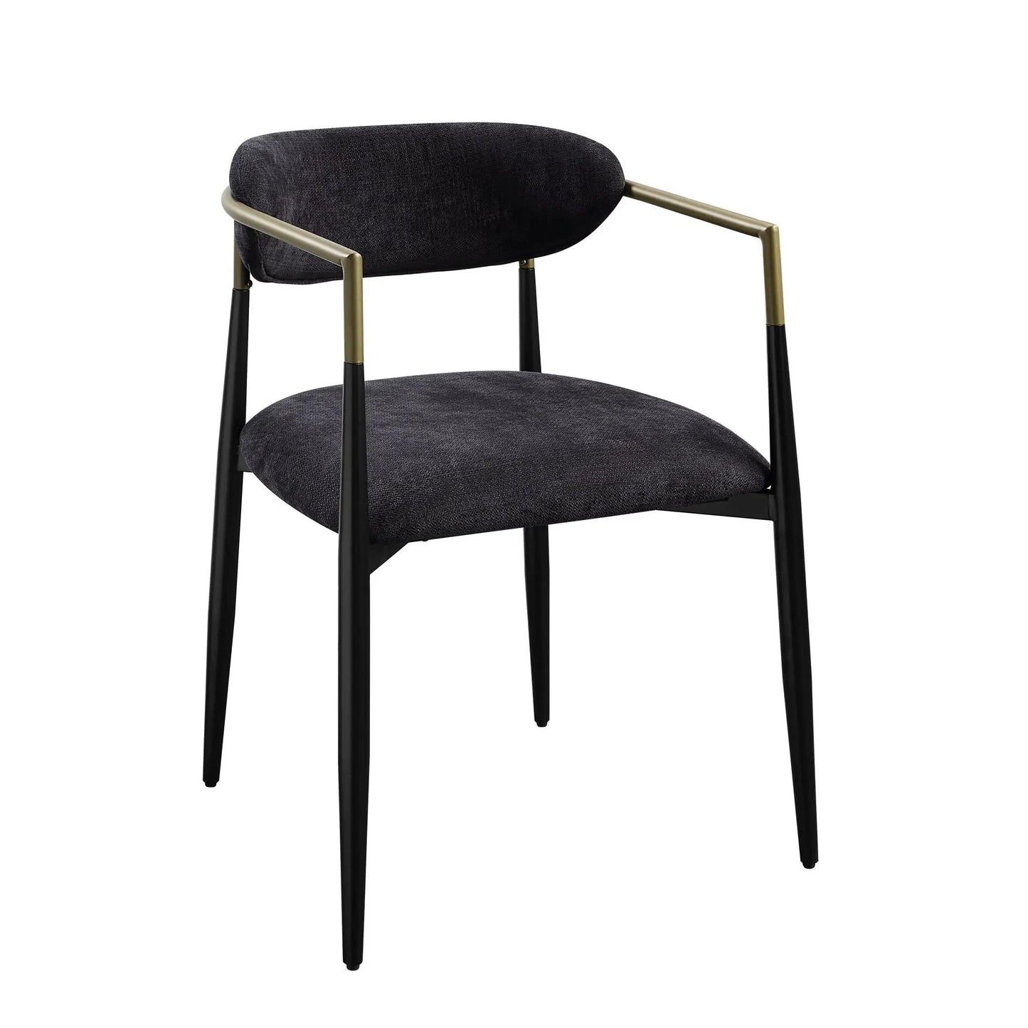 Jaramillo Chair set of 2 with black fabric cushions and brass-tone frame on Tampa Home & Garden Store