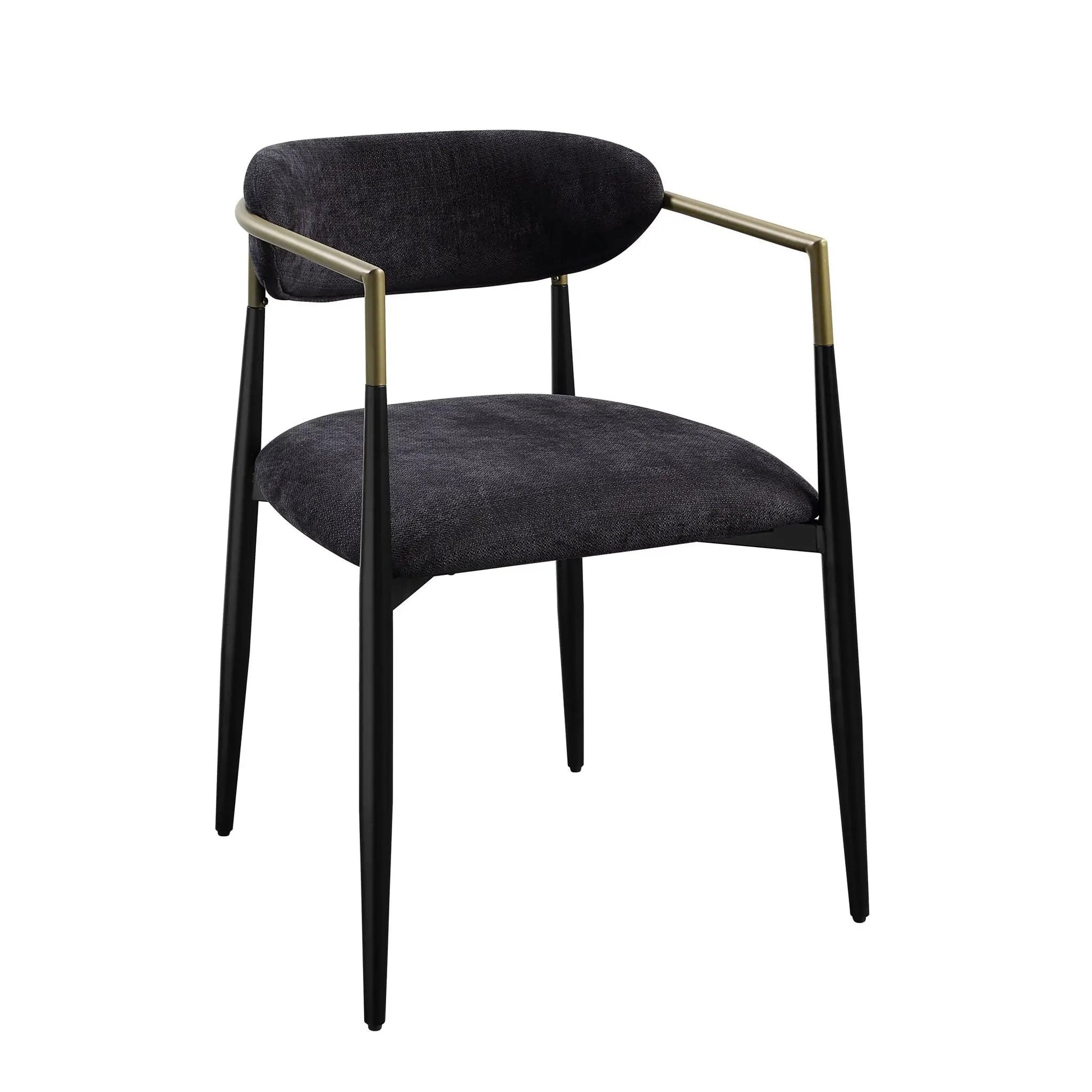Jaramillo Chair set of 2 with black fabric cushions and brass-tone frame on Tampa Home & Garden Store