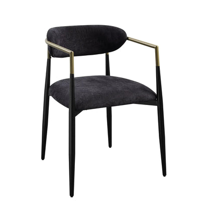 Jaramillo Chair set of 2 with black fabric cushions and brass-tone frame on Tampa Home & Garden Store