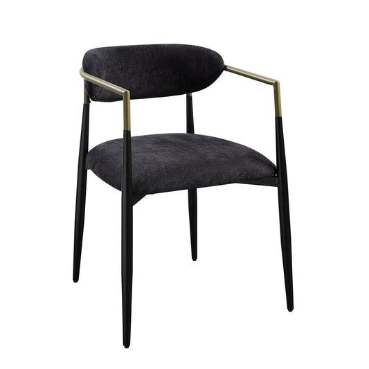 Jaramillo Chair set of 2 with black fabric cushions and brass-tone frame on Tampa Home & Garden Store