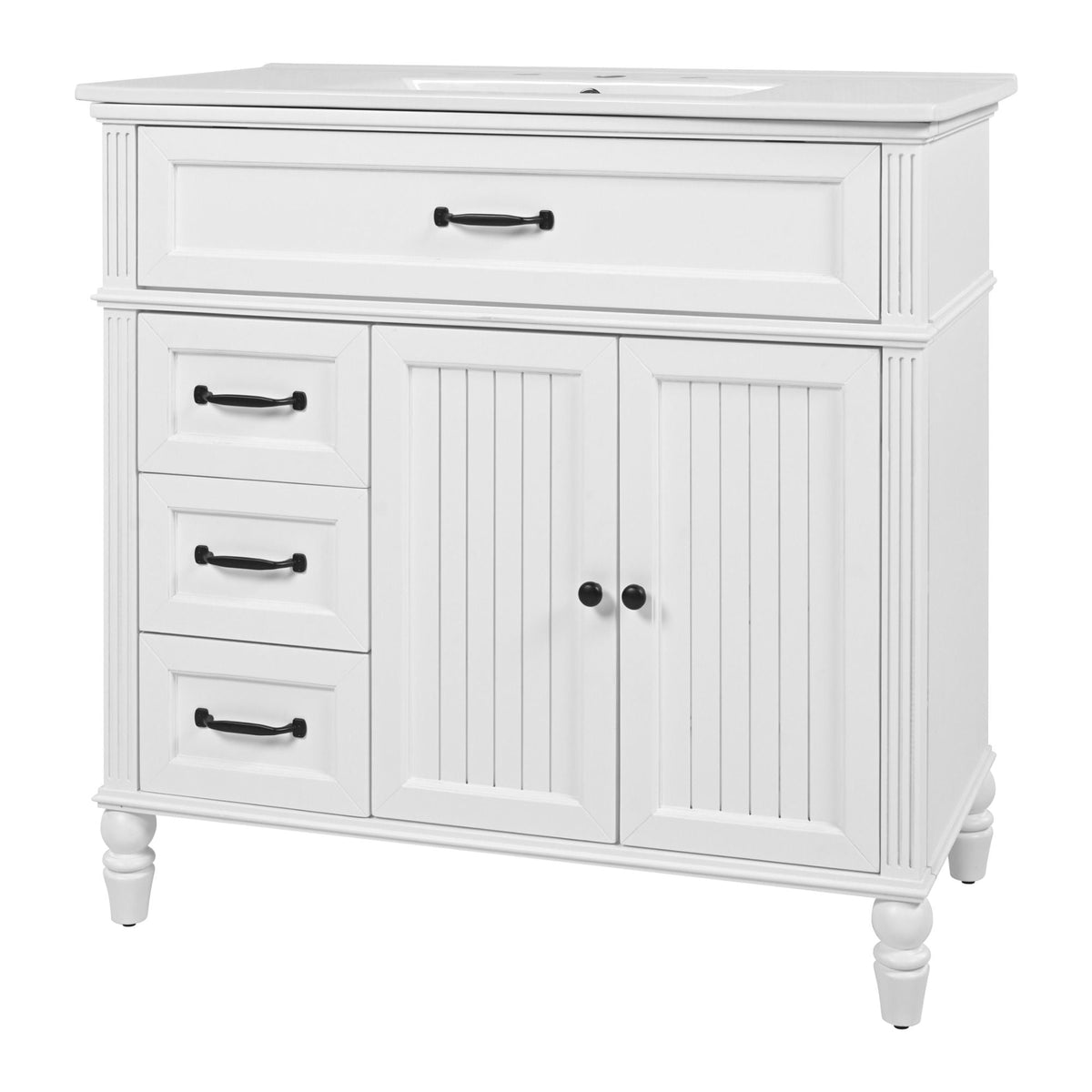 Bathroom vanity with sink and drawers, freestanding solid wood cabinet, white, HouseOfZazla on Tampa Home & Garden Store