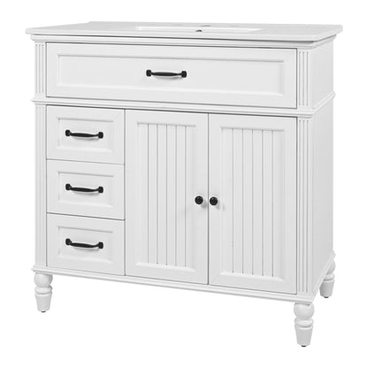 Bathroom vanity with sink and drawers, freestanding solid wood cabinet, white, HouseOfZazla on Tampa Home & Garden Store