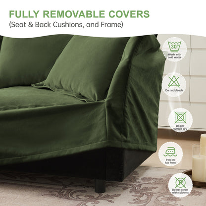 Modern Slipcovered Chenille And Comfortable Sofa
