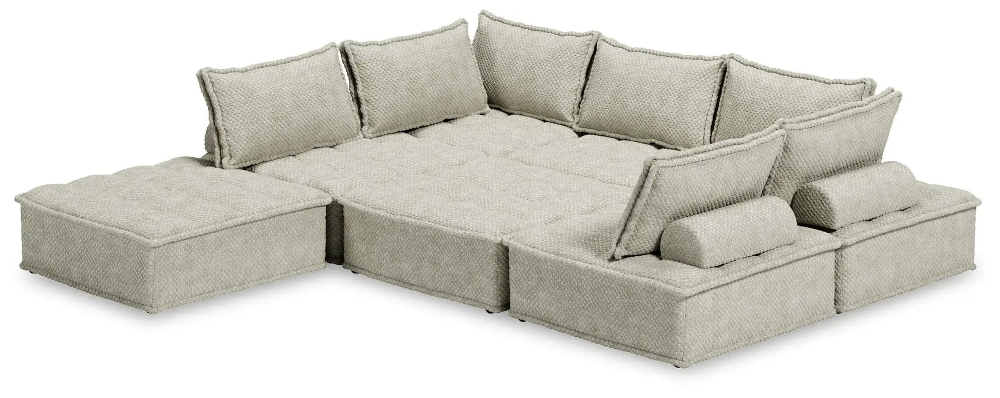 Bales Sectional by Unique Piece Furniture textured stationary sectional with plush cushions on Tampa Home & Garden Store