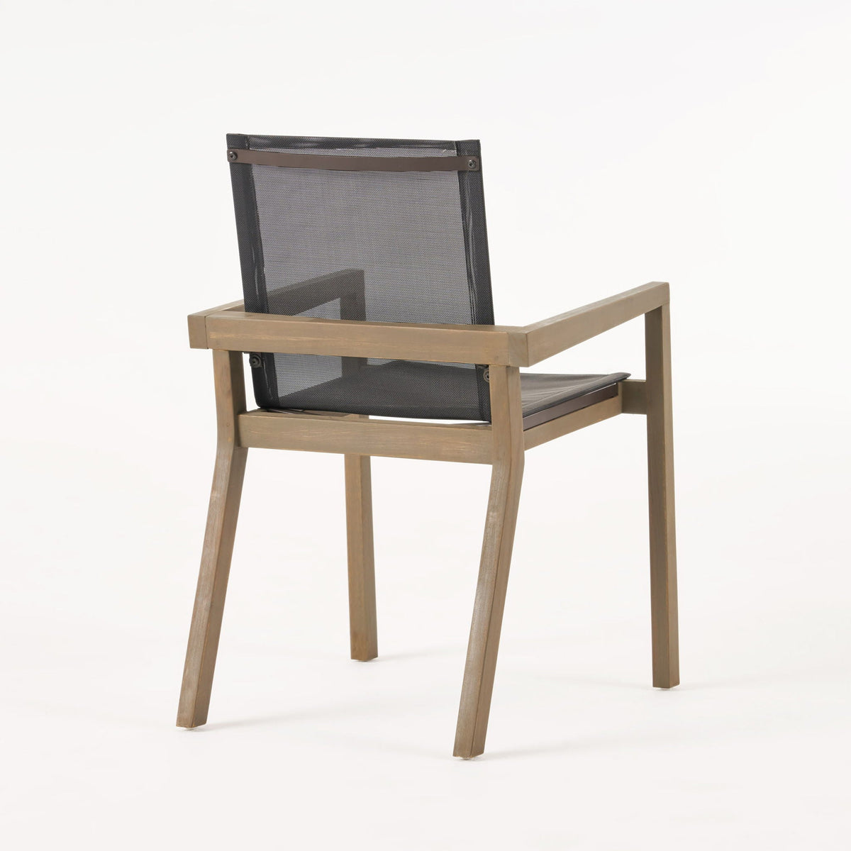 Belfast dining chair set with mesh seating on acacia wood frame for outdoor use (set of 2) on Tampa Home & Garden Store