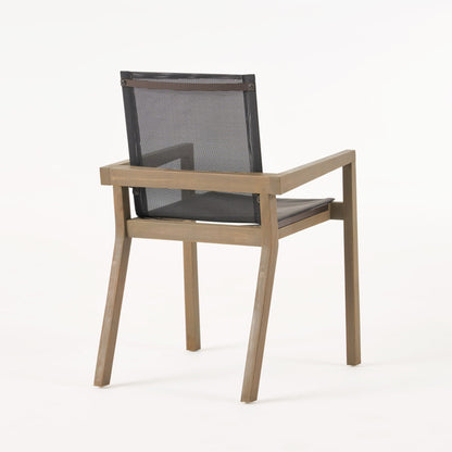 Belfast dining chair set with mesh seating on acacia wood frame for outdoor use (set of 2) on Tampa Home & Garden Store