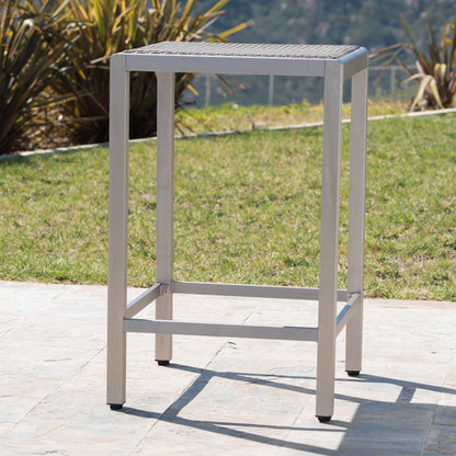 Outdoor Aluminum Bar Table and Rattan Top Gray