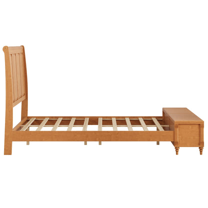 Modern Sleigh Bed with Tall Headboard and Bench