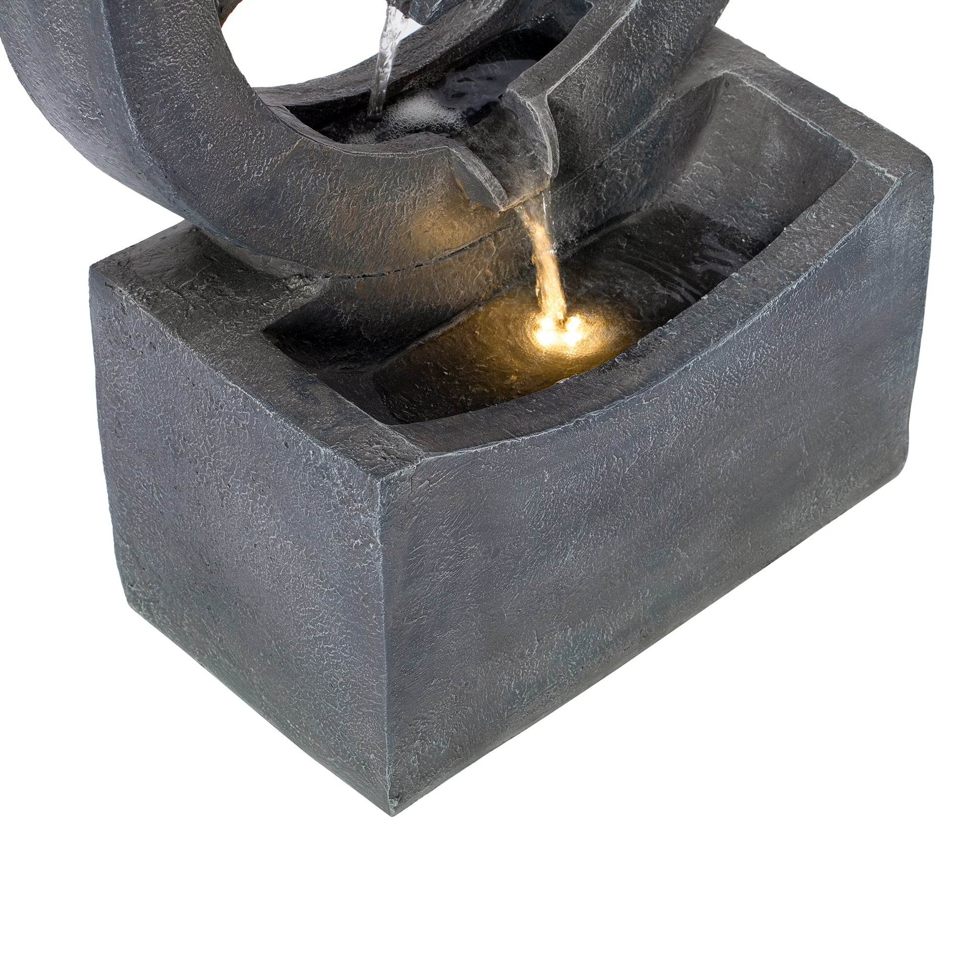 Outdoor water fountain gray circular polyresin with LED light by HouseOfZazla on Tampa Home & Garden Store