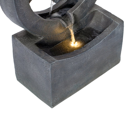 Outdoor water fountain gray circular polyresin with LED light by HouseOfZazla on Tampa Home & Garden Store