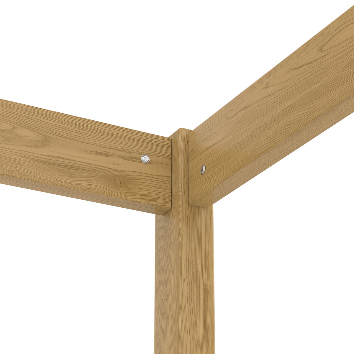 Twin Size canopy bed frame with guardrails for kids in natural wood finish HouseOfZazla on Tampa Home & Garden Store