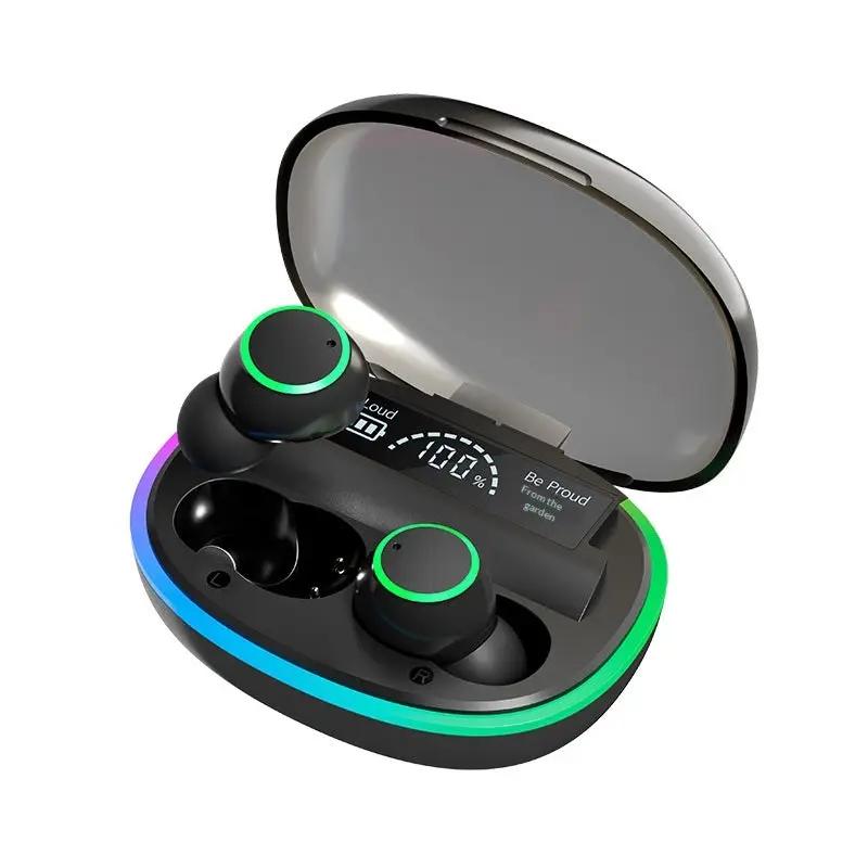 In-ear TWS wireless earbuds, black with green LED rings in charging case, FLIPSTYLEZLLC on Tampa Home & Garden Store