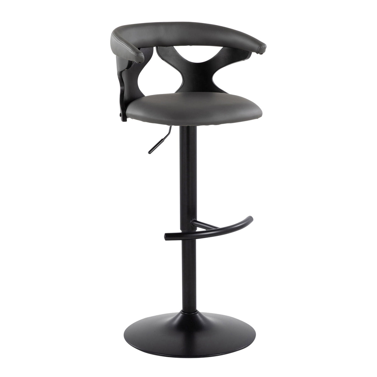 Barstool set: adjustable swivel with rounded T footrest, black faux leather HouseOfZazla on Tampa Home & Garden Store