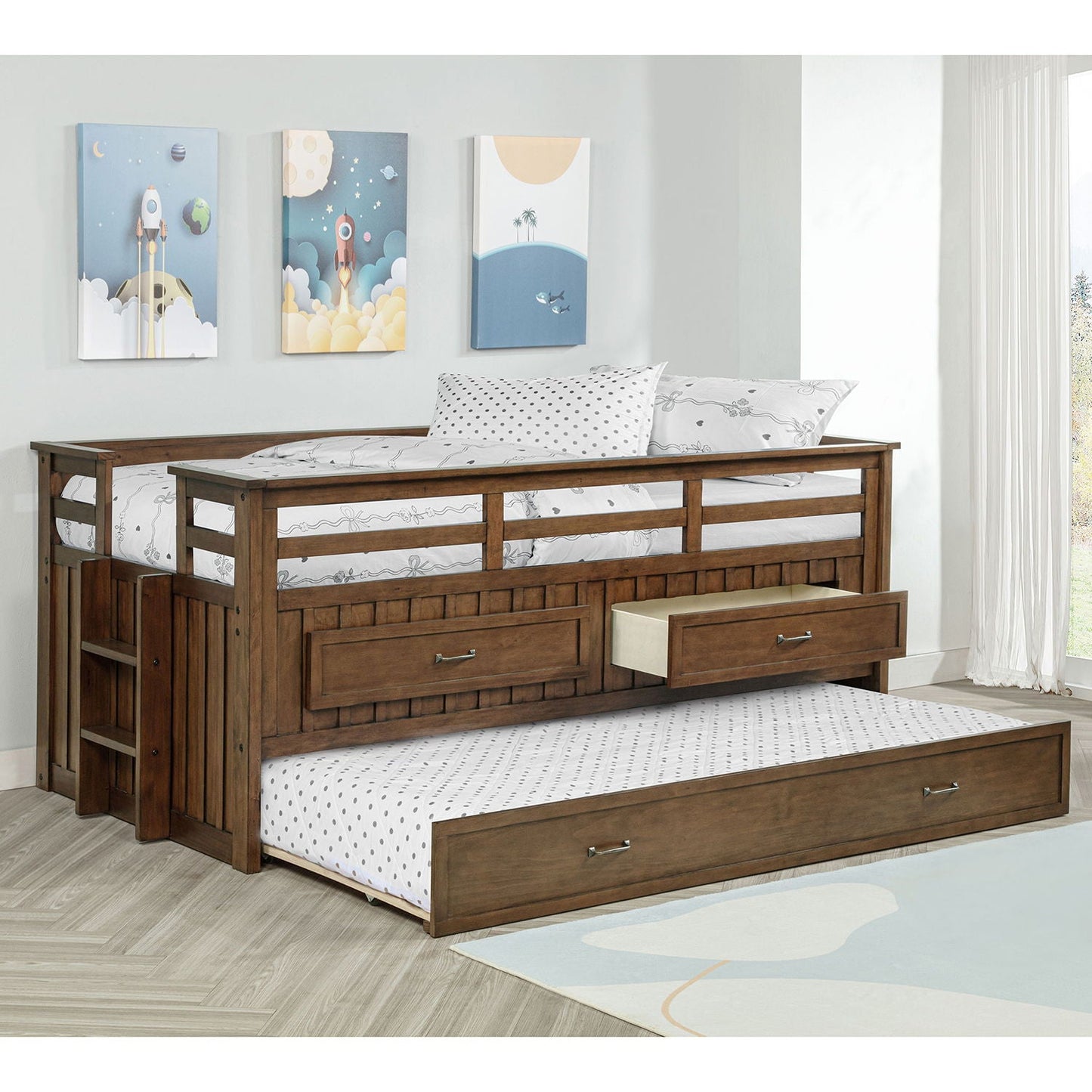 Starboard Captain's Bed with Trundle in dark wood by HouseOfZazla built-in storage drawers on Tampa Home & Garden Store