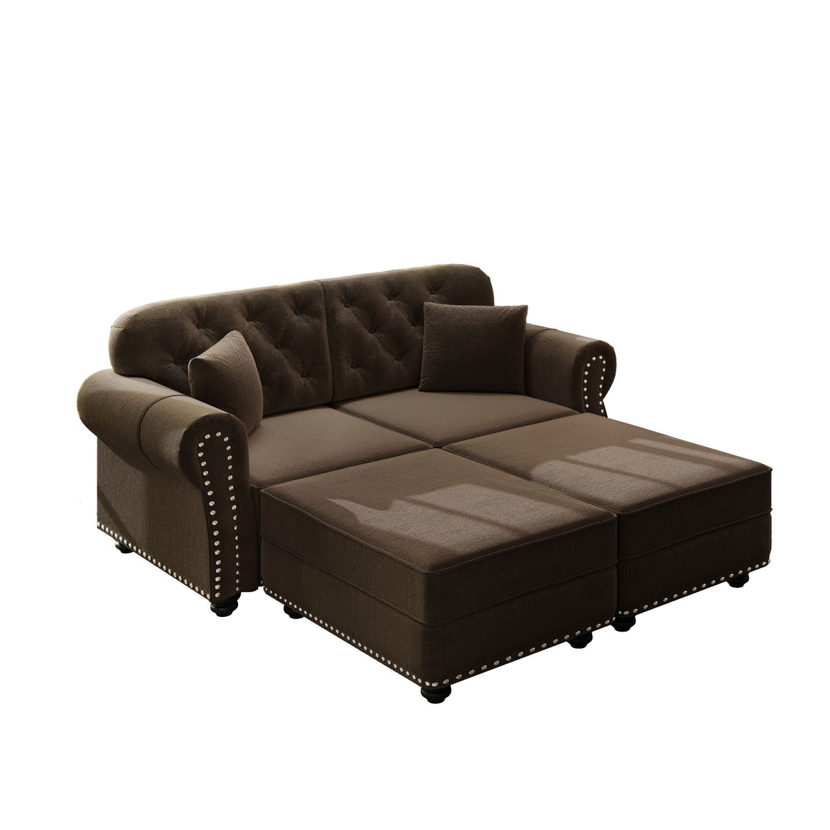 Upholstered Sofa Set with Nailhead and Pillows