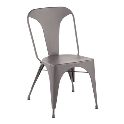 Industrial metal dining chair, matte gray with curved back on Tampa Home & Garden Store