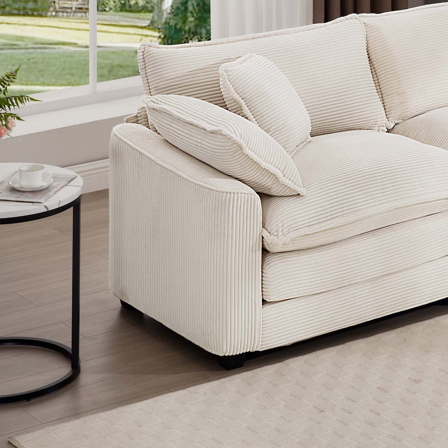 Classic Modern Deep Seat Chair and Footstool Set
