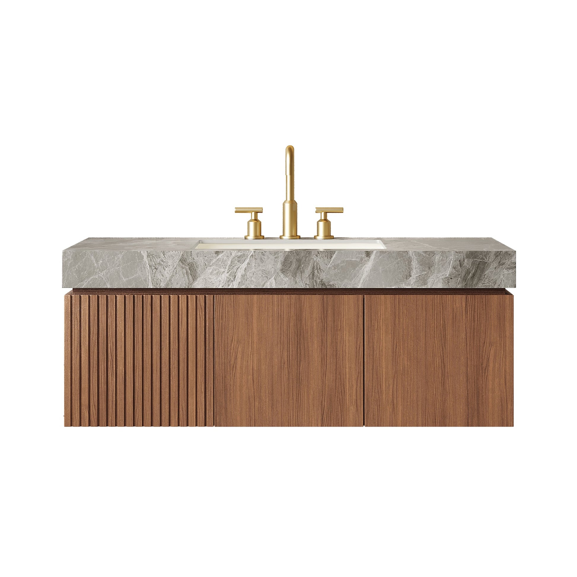 MURI 48in bathroom vanity & sink with gray marble top and brass faucet by HouseOfZazla on Tampa Home & Garden Store