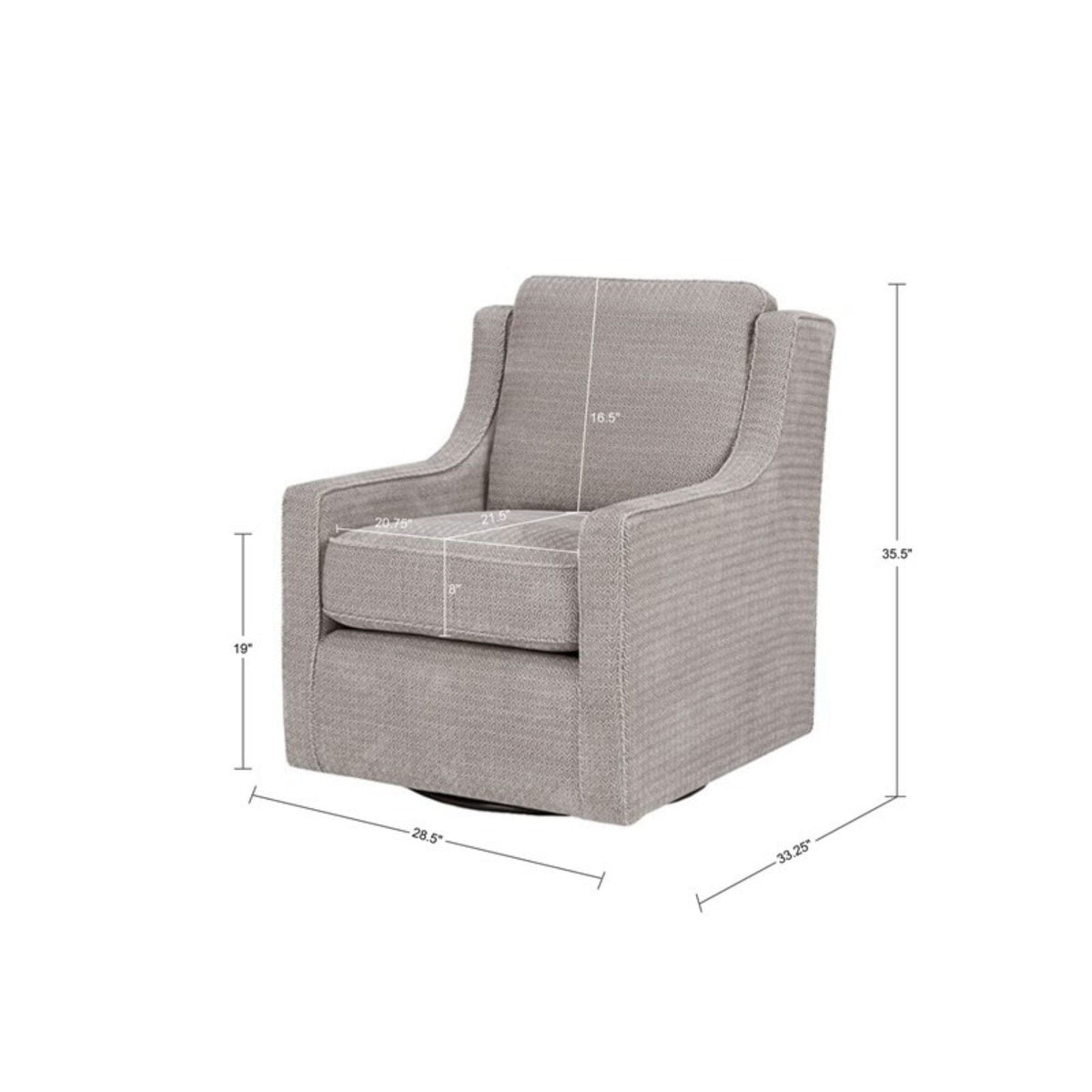 Swivel Chair HouseOfZazla gray upholstery with 360° rotation and high-density foam, swing chair on Tampa Home & Garden Store