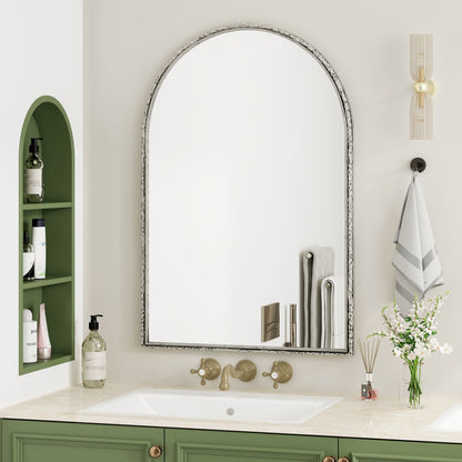 Arched wall mirror with hammered silver frame and shatterproof glass by HouseOfZazla on Tampa Home & Garden Store