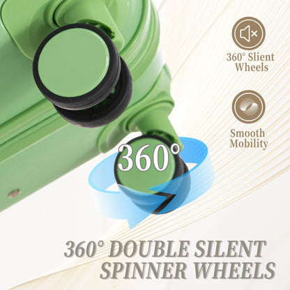 HIFINE Tourist 3-Piece Spinner Wheel Luggage Set in Green with 360° spinner wheels on Tampa Home & Garden Store