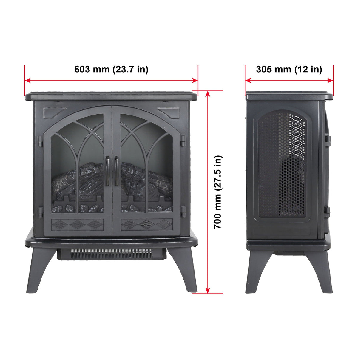 24-inch black electric infrared quartz fireplace stove with remote by HouseOfZazla; two units on Tampa Home & Garden Store