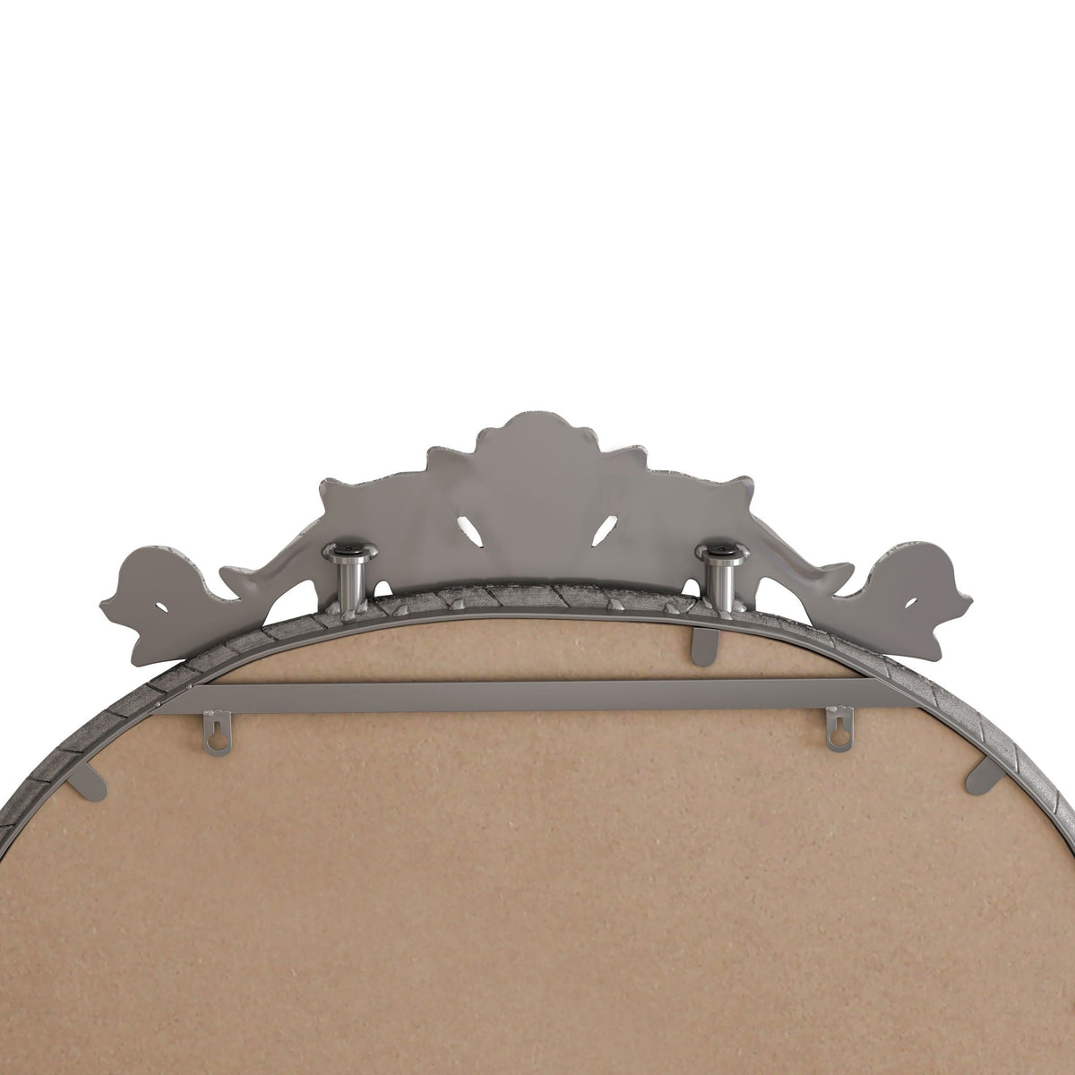 Vintage arched full body wall mirror back view with carved applique bronze or pearl silver on Tampa Home & Garden Store