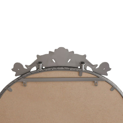 Vintage arched full body wall mirror back view with carved applique bronze or pearl silver on Tampa Home & Garden Store