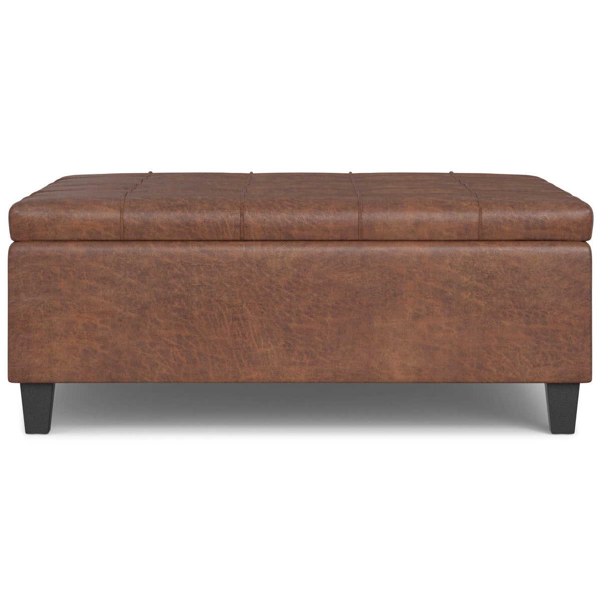 Harrison Tufted Lift-Top Storage Ottoman in brown leather with tufted top on Tampa Home & Garden Store