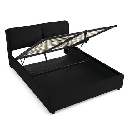 Storage hydraulic platform bed with integrated headboard in black fabric, Unique Piece Furniture on Tampa Home & Garden Store