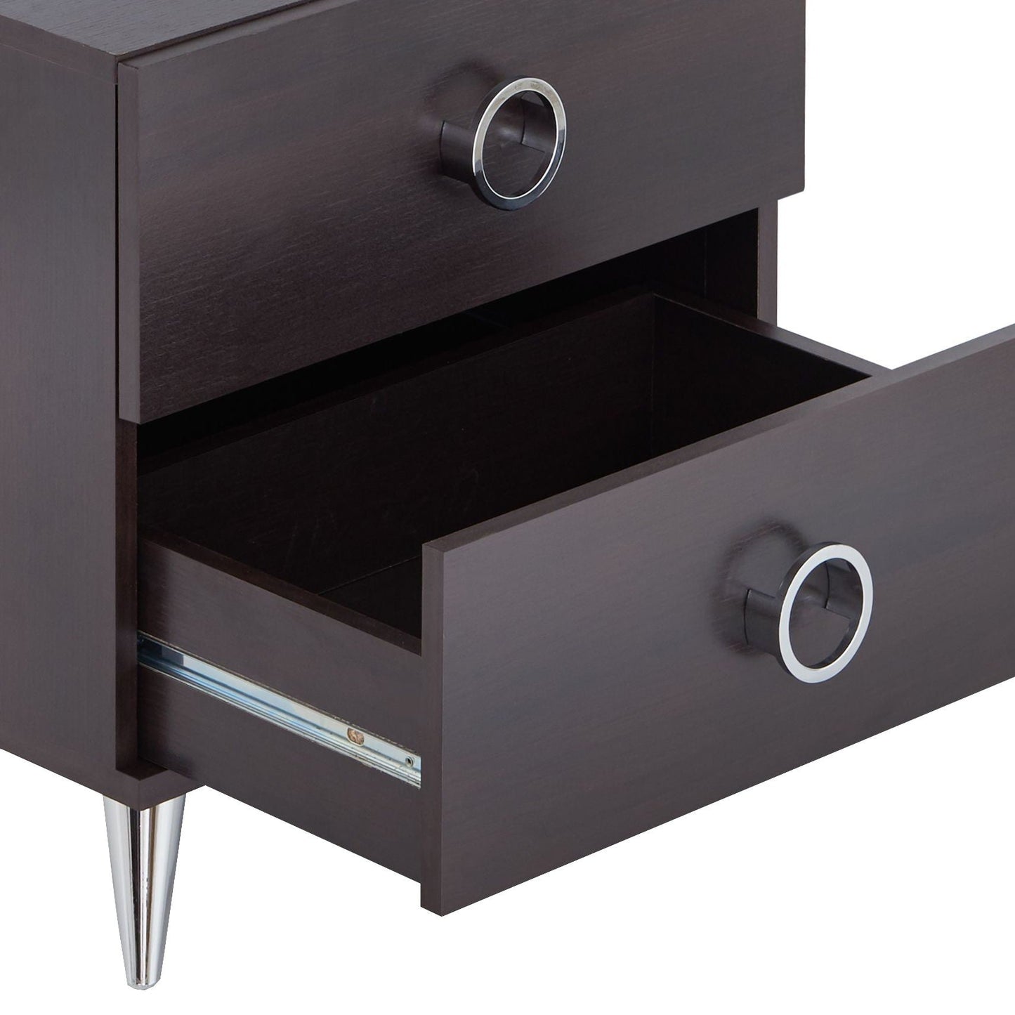 Elms Accent Table Espresso with Storage Drawers
