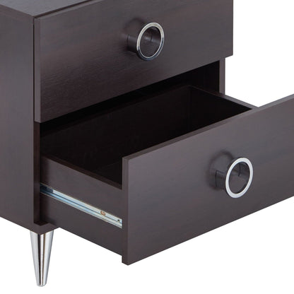 Elms Accent Table Espresso with Storage Drawers