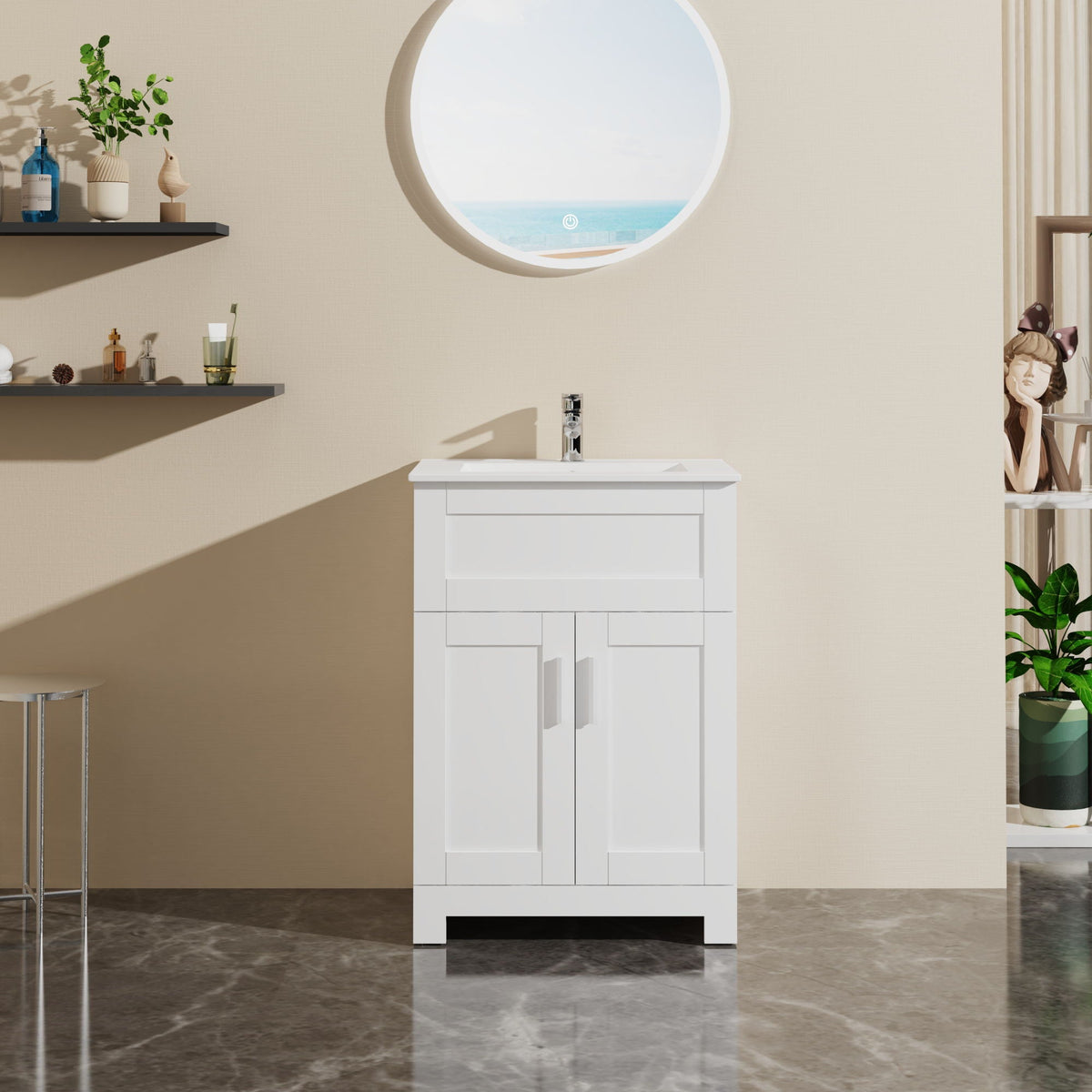 White bathroom vanity cabinet with ceramic sink by HouseOfZazla on Tampa Home & Garden Store