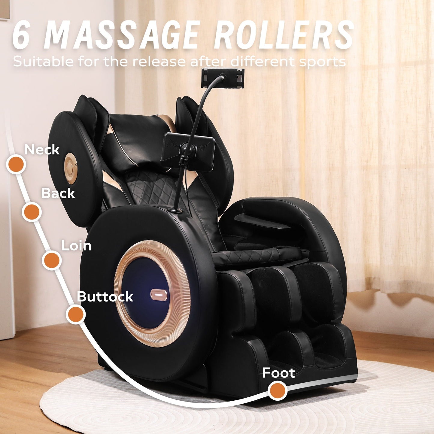 Black HouseOfZazla automatic massage chair recliner with zero gravity on Tampa Home & Garden Store