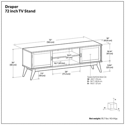 Draper Handcrafted Mid Century Low TV Media Stand
