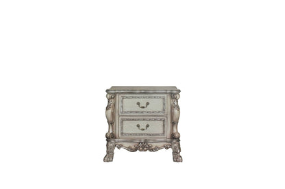 Dresden nightstand by HouseOfZazla in gray finish with ornate carved details on Tampa Home & Garden Store