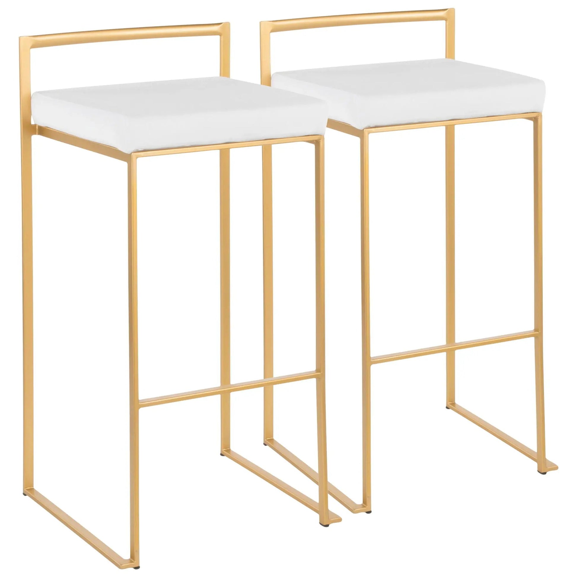 Fuji glam barstools with gold frames and white cushions by Unique Piece Furniture on Tampa Home & Garden Store