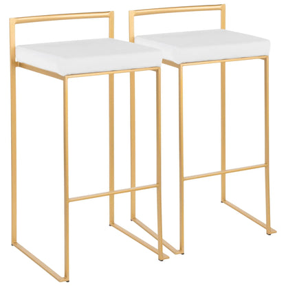 Fuji glam barstools with gold frames and white cushions by Unique Piece Furniture on Tampa Home & Garden Store